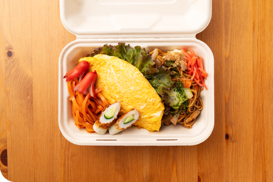 オムそば弁当のできあがり