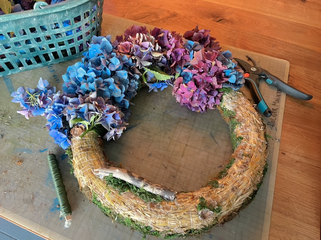 紫陽花　リース　庭の花　アジサイ